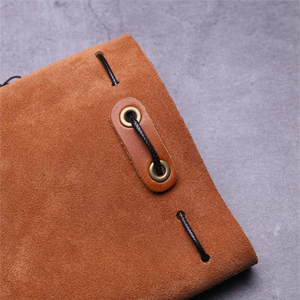 leather draw string bag