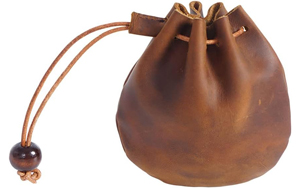 leather drawstring bag
