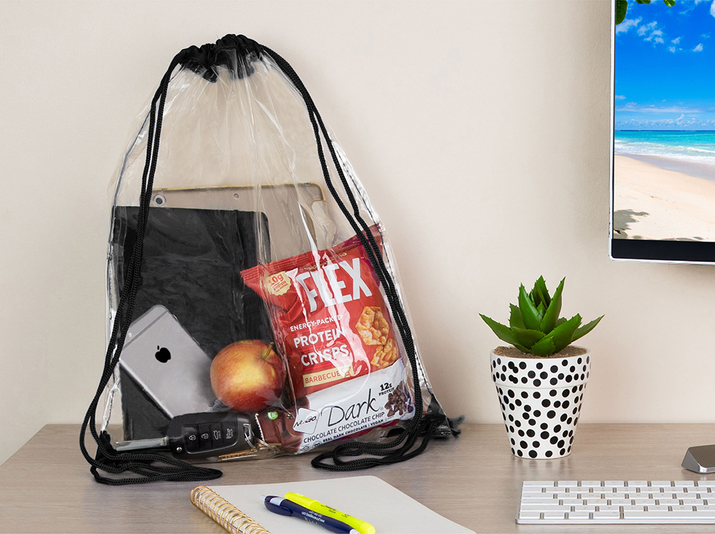 clear drawstring bags