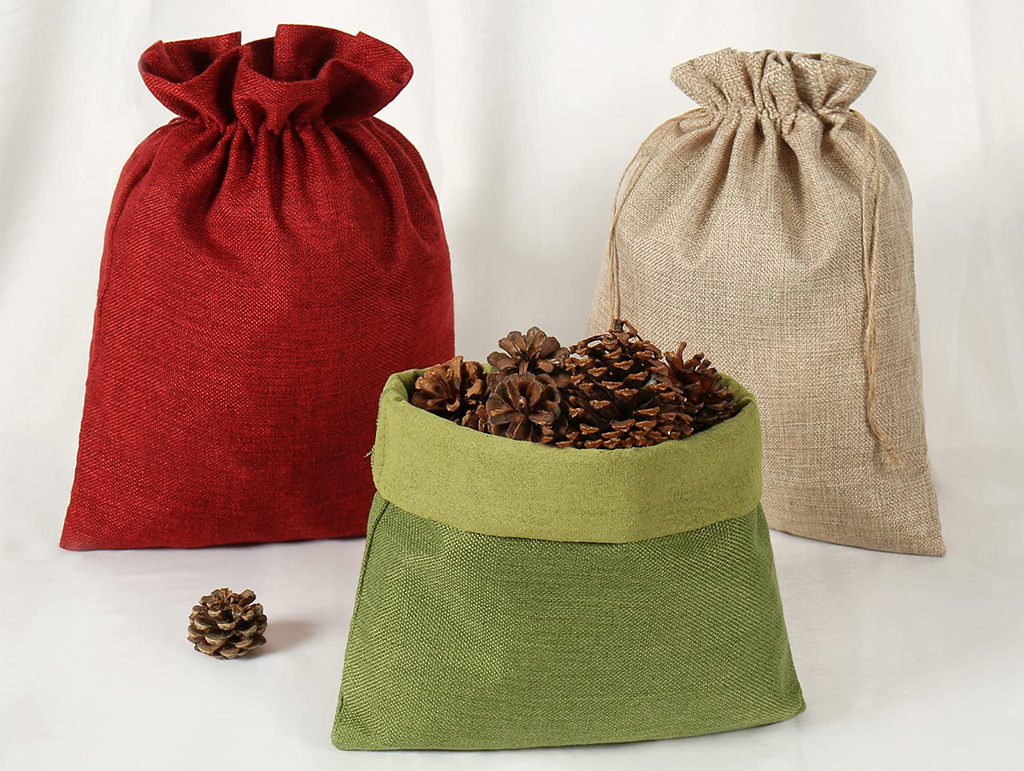 burlap drawstring bags
