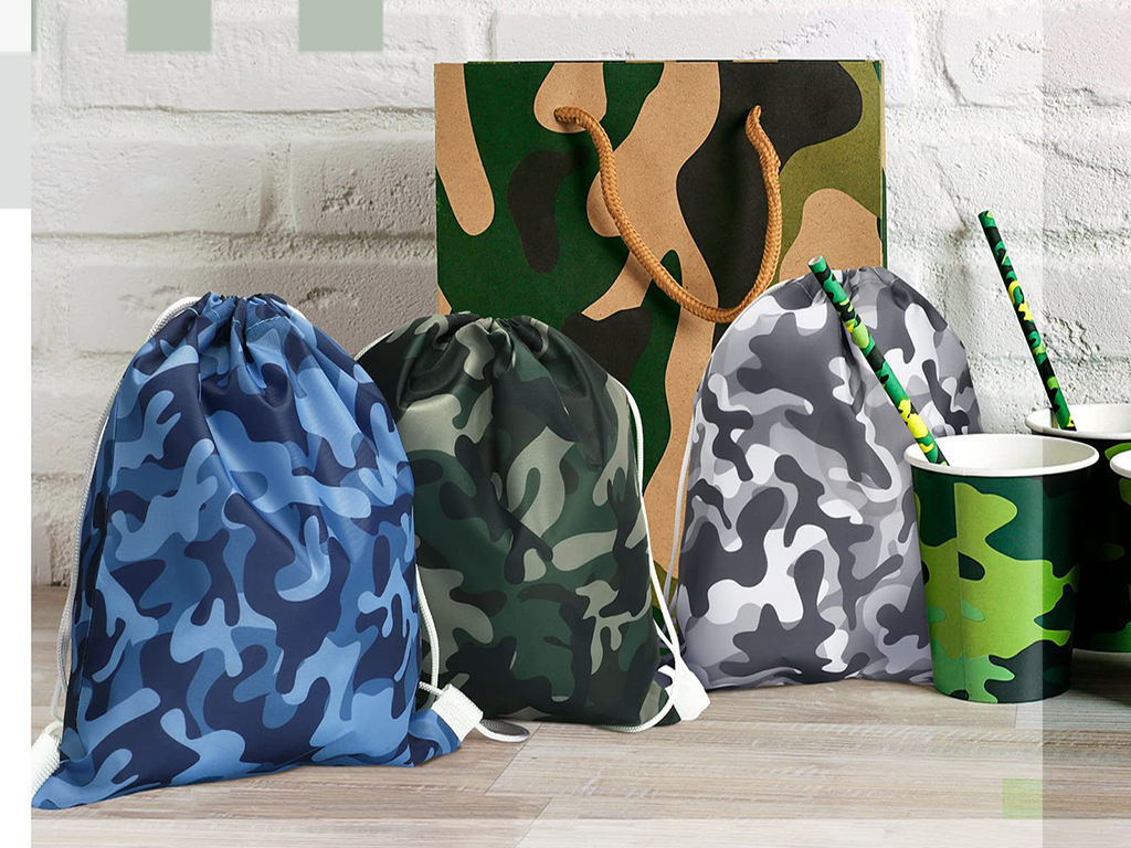 camo drawstring bag